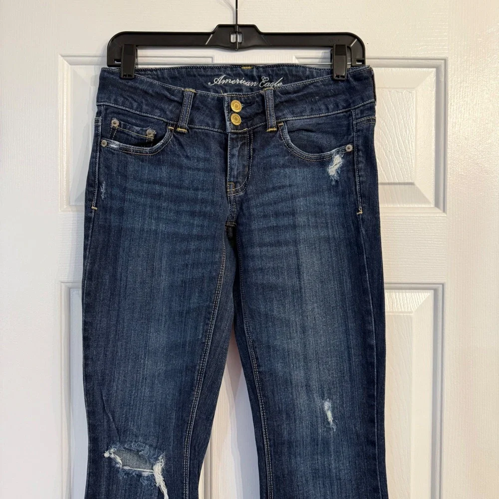 RARE Y2K American Eagle Artist Jeans Dark Wash Low Rise Distressed Vintage AEO 2